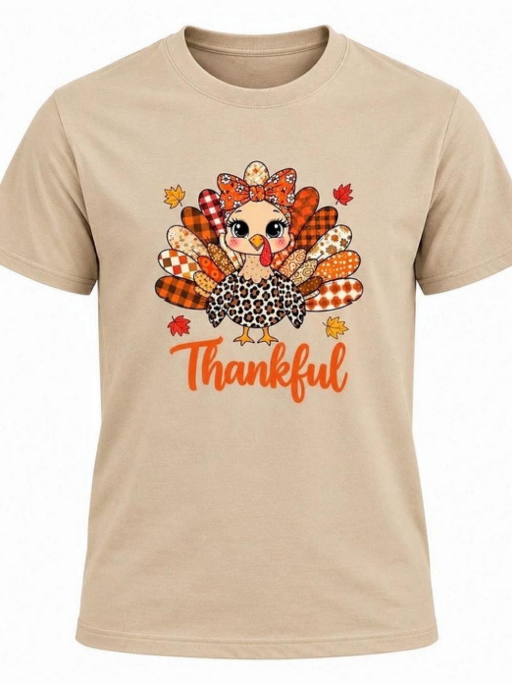 Thankful Turkey Graphic Short Sleeve Tee in Brown